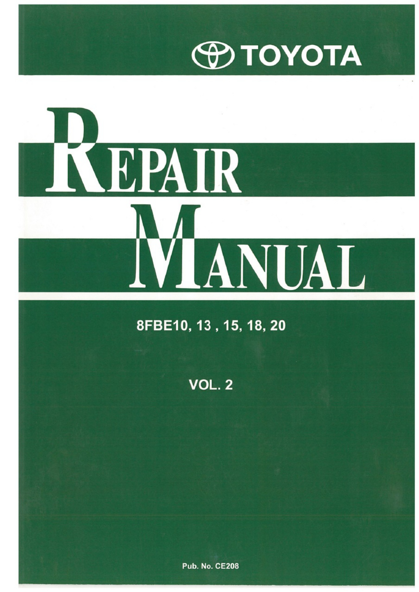 Toyota 8FBE10 13 15 18 20 Workshop Service Manual [PDF] cover