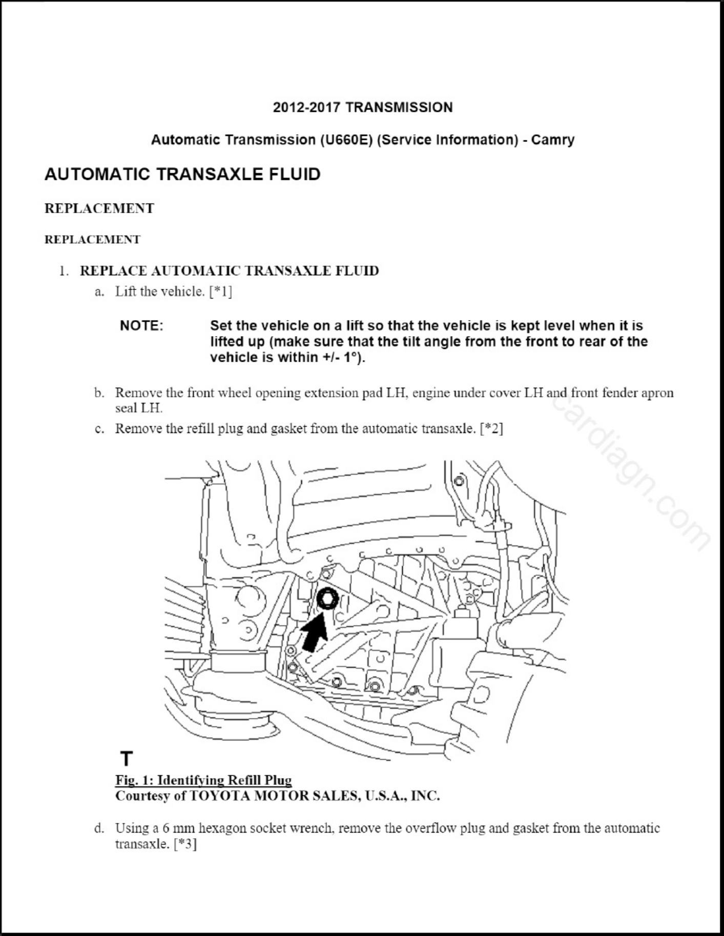 Toyota Camry XV50 RM - Automatic Transmiss Marine / Vehicle Transmission Technical Manual [PDF] cover