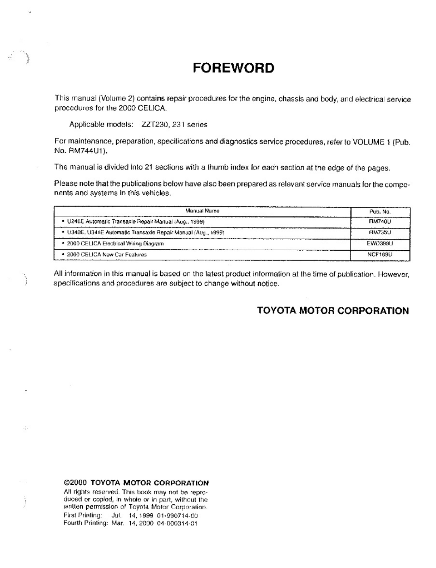 Sample 2 of Toyota Celica Workshop Service Manual [PDF]