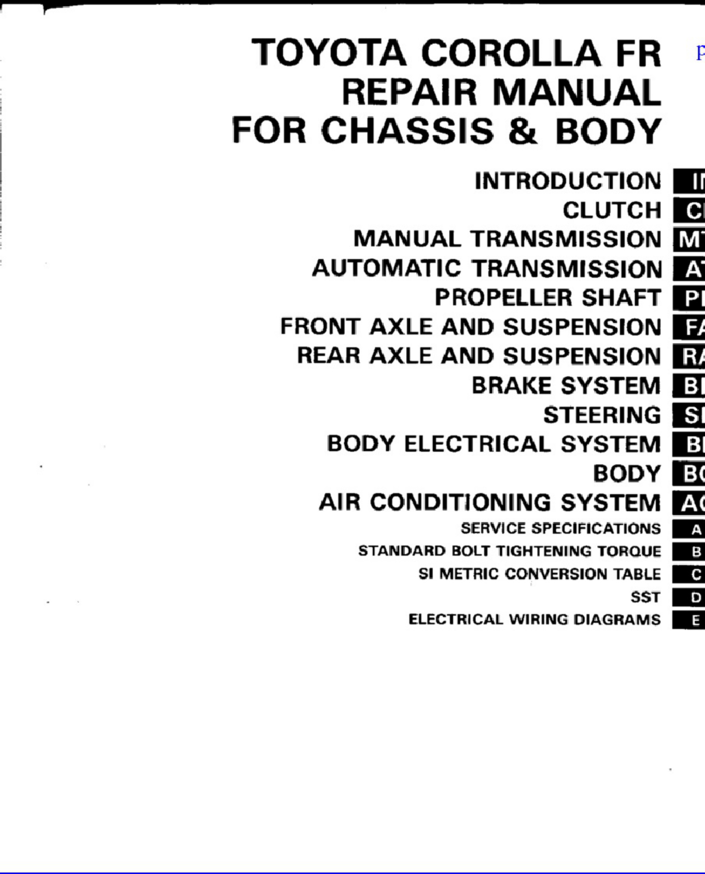 Toyota Corolla 1983 Workshop Service Manual [PDF] cover