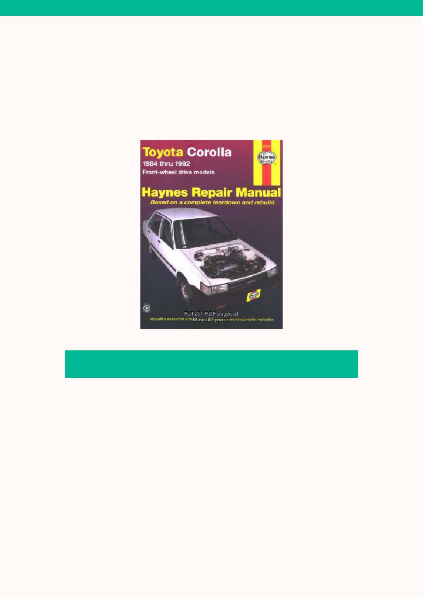Toyota Corolla 1984 Thru 1992 Workshop Service Manual [PDF] cover