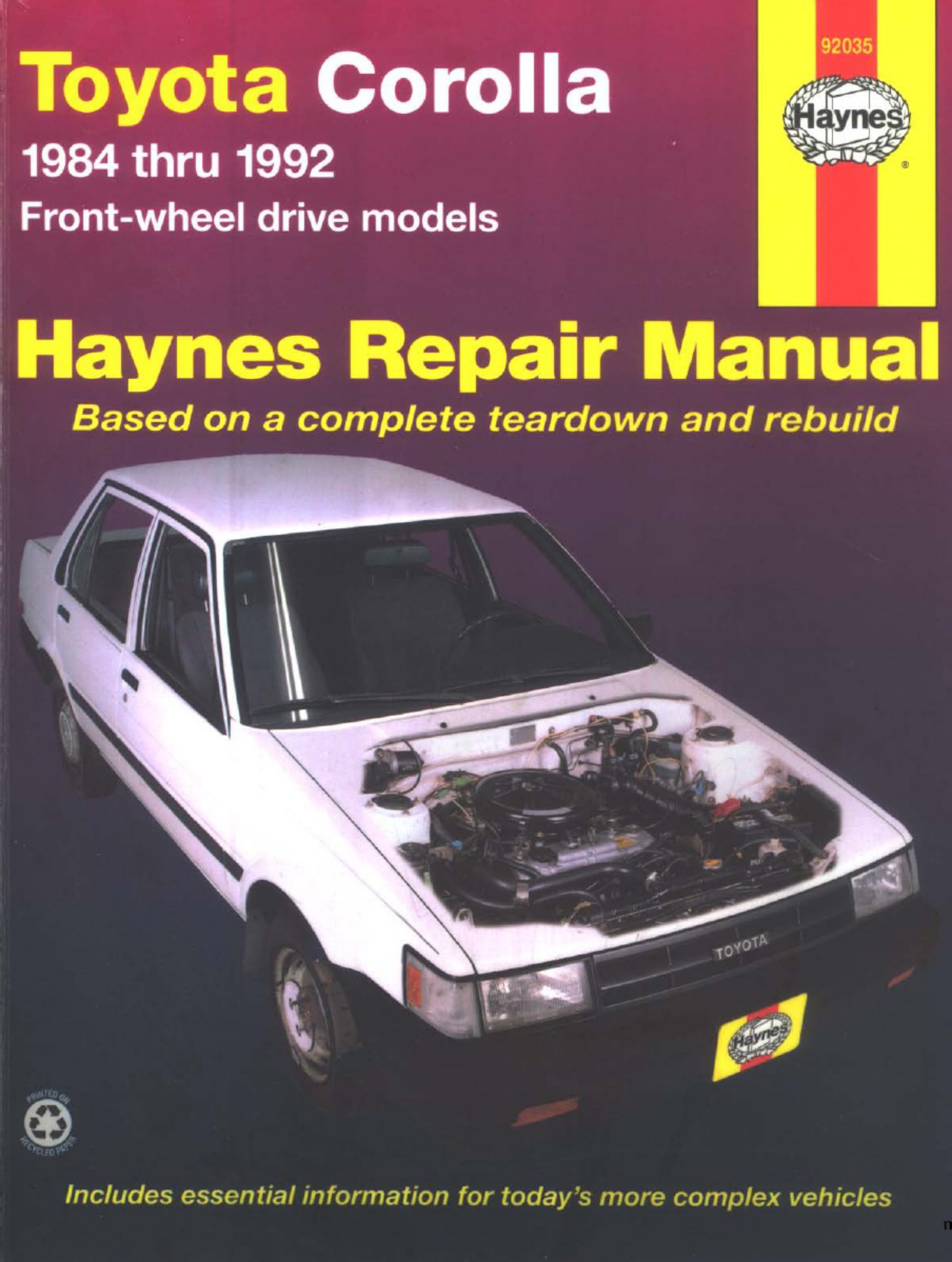 Sample 4 of Toyota Corolla 1984 Thru 1992 Workshop Service Manual [PDF]
