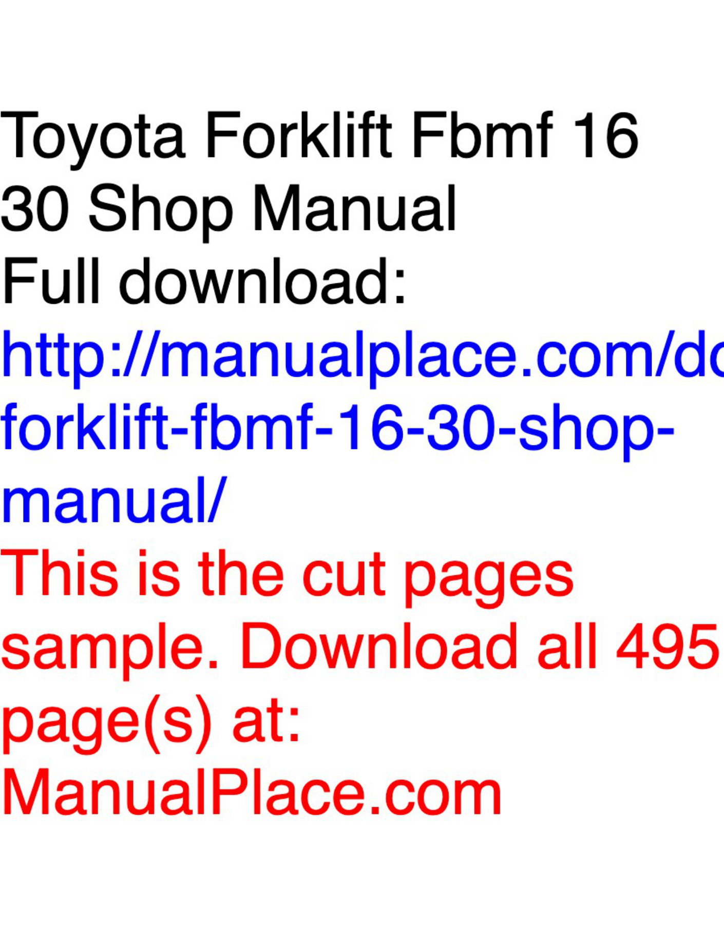Sample 8 of Toyota FBMF 16-30 Shop Technical Manual [PDF]