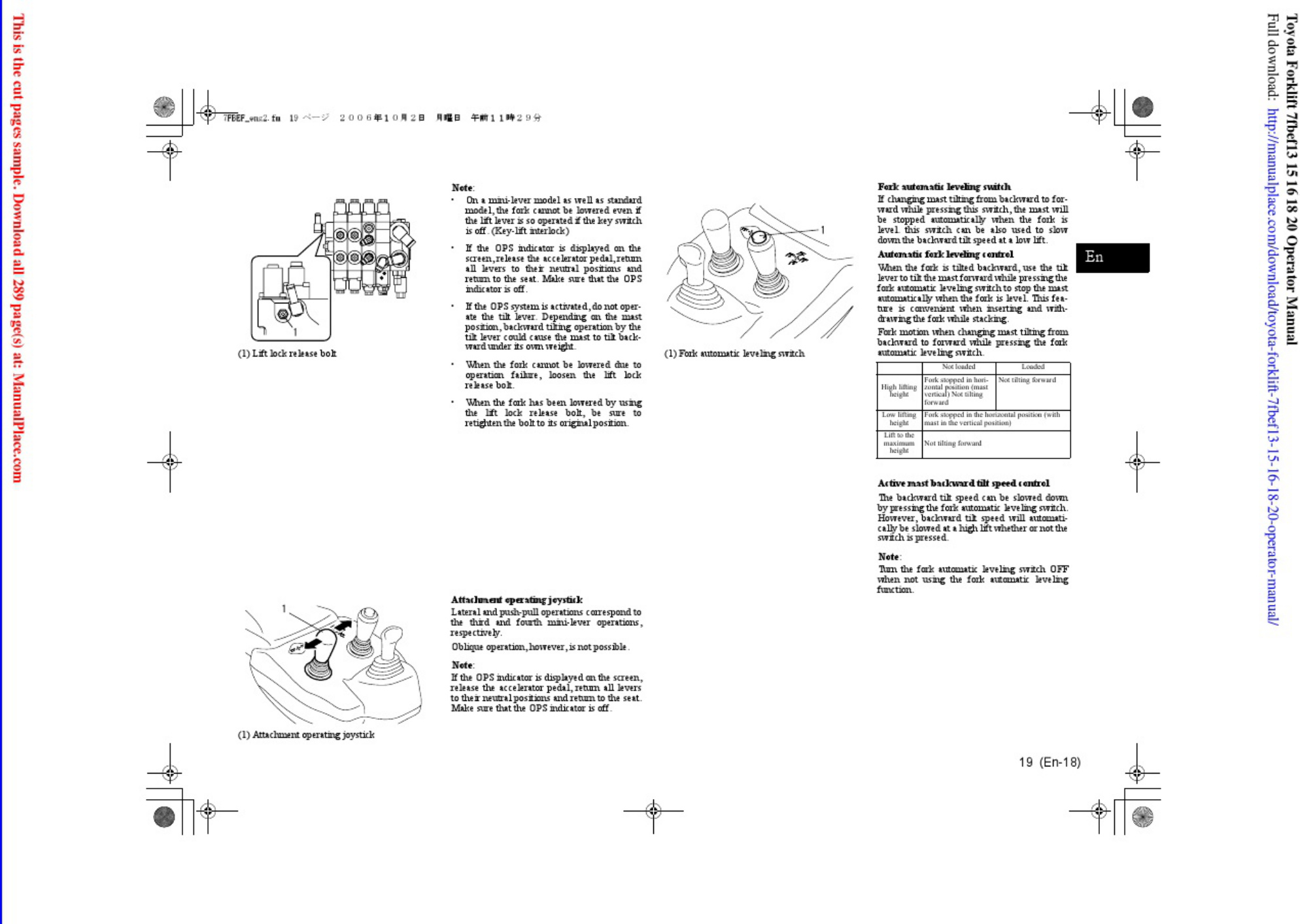 Sample 8 of Toyota Forklift 7FBEF Operator Technical Manual [PDF]