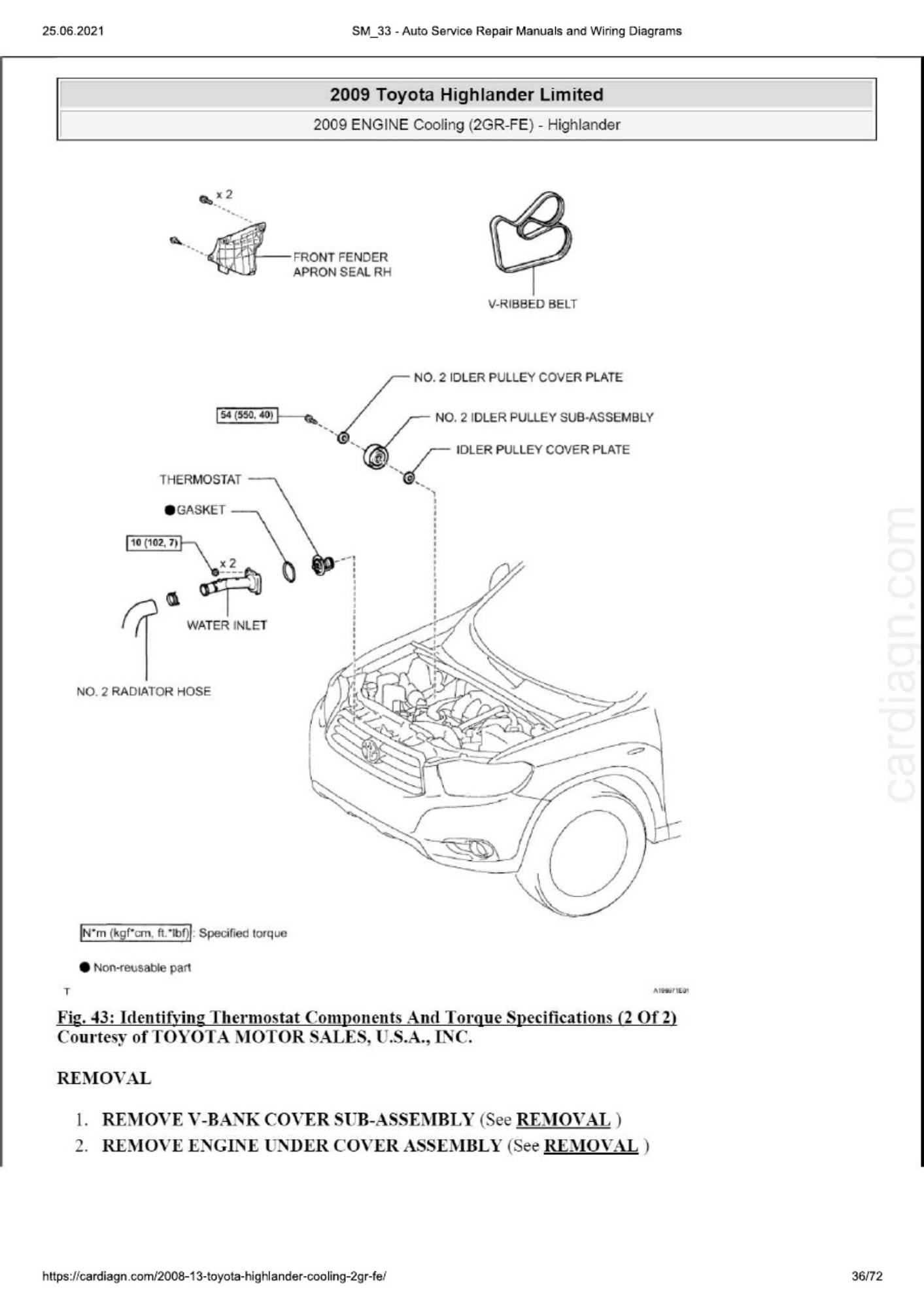 Sample 7 of Toyota Highlander 08-13 Cooling 2GR-FE Technical Manual [PDF]