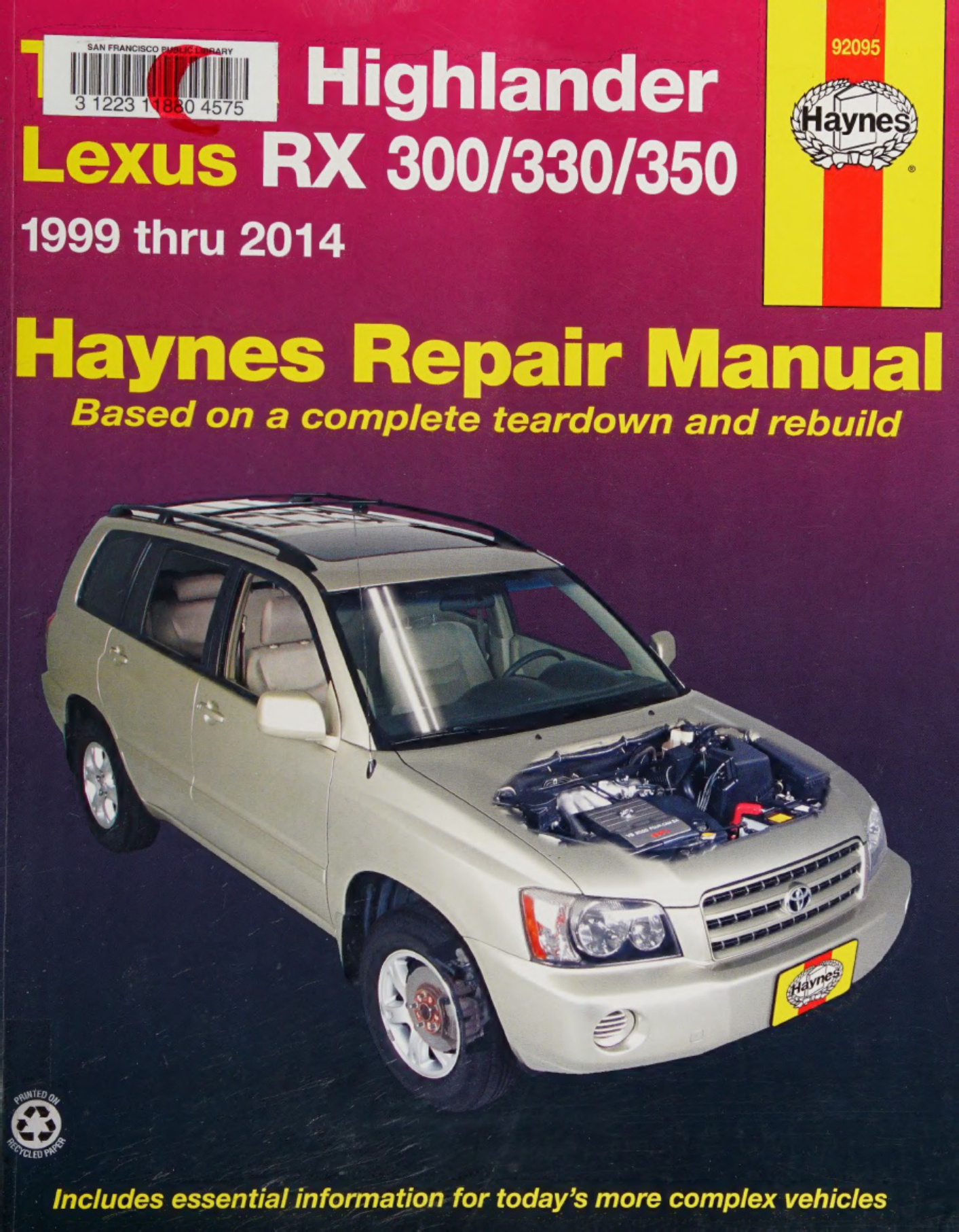 Toyota Highlander Lexus RX Technical Manual [PDF] cover