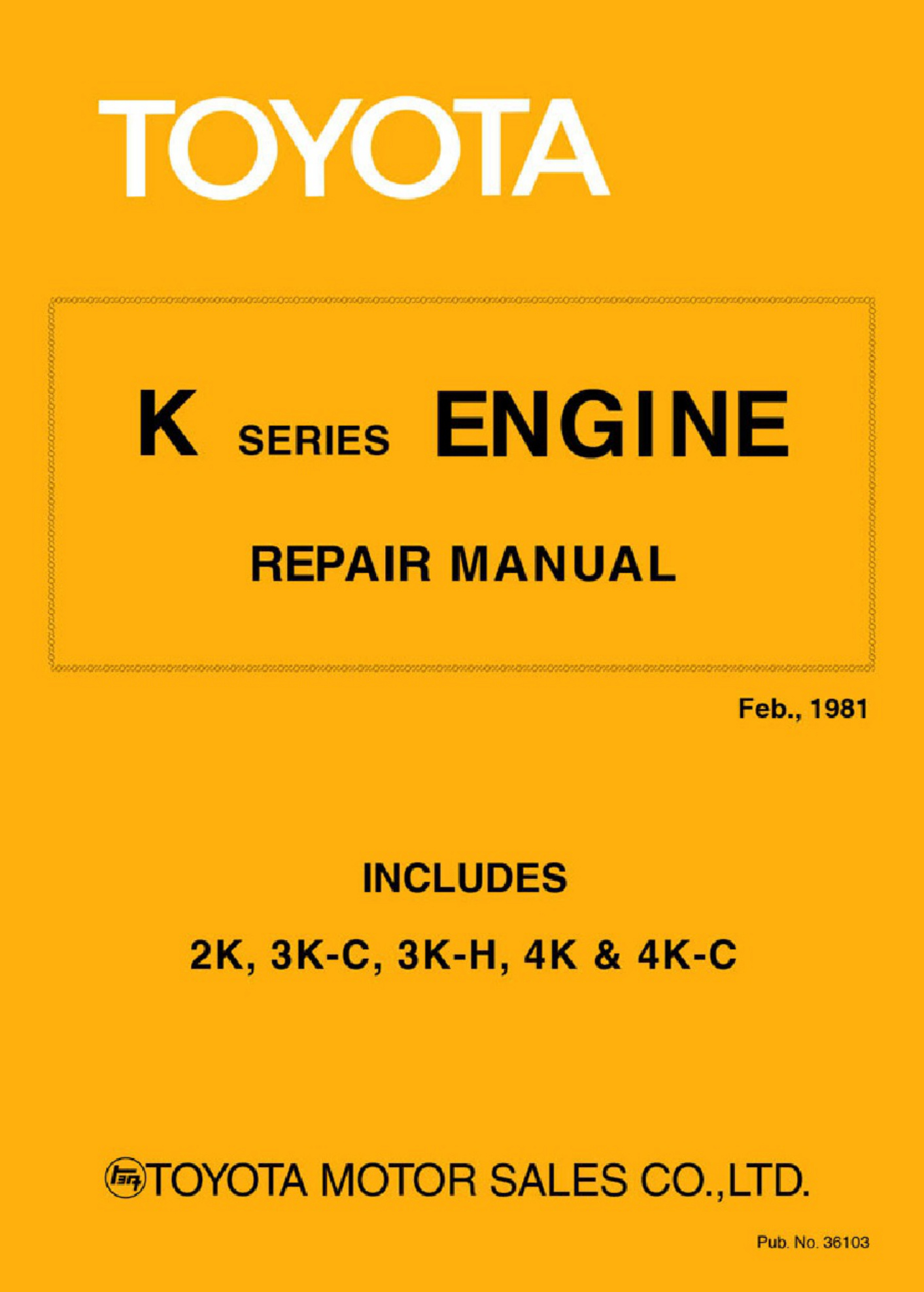 Toyota K Workshop Service Manual [PDF] cover