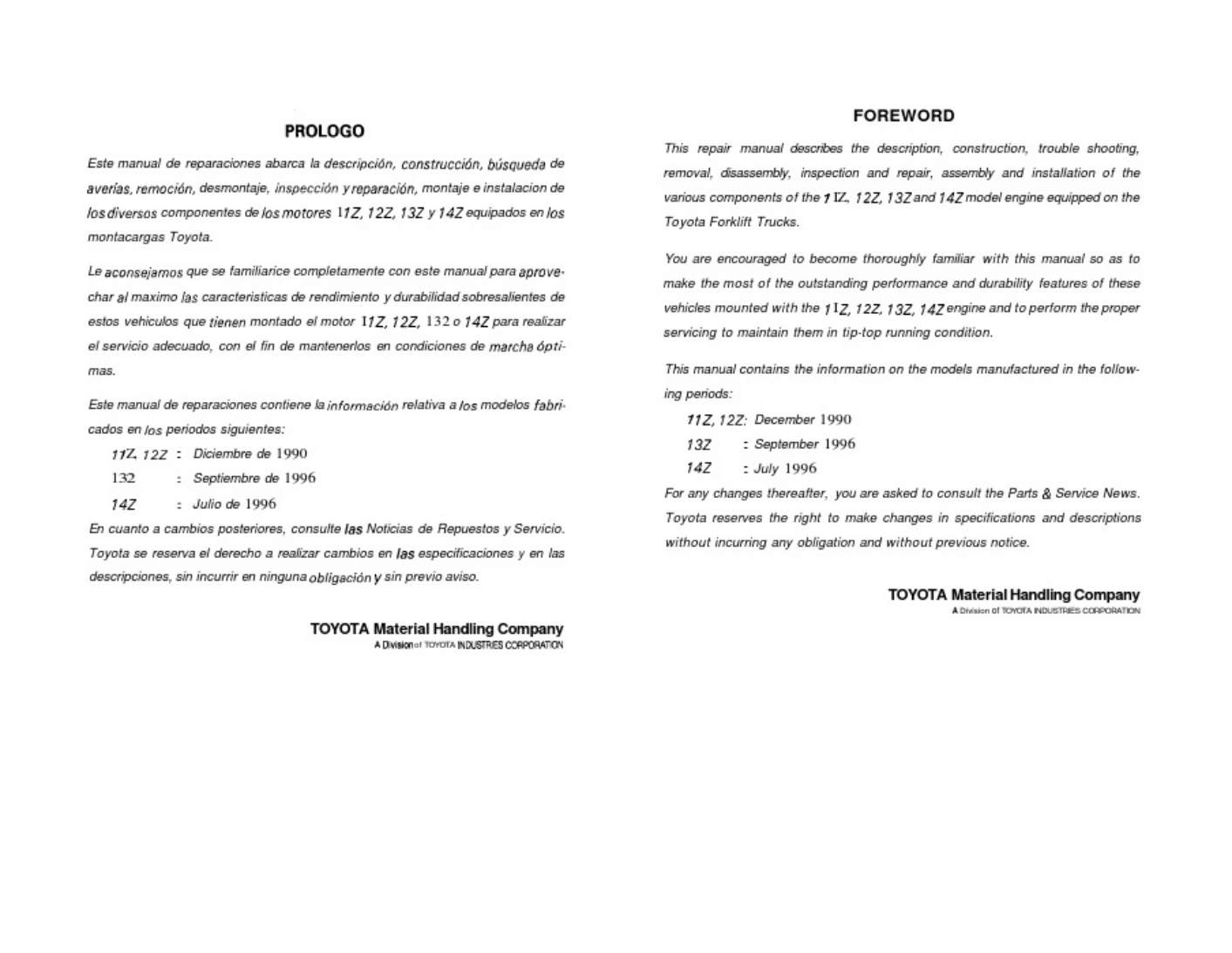 Toyota Manual de Reparaci n Montacargas To Technical Manual [PDF] cover