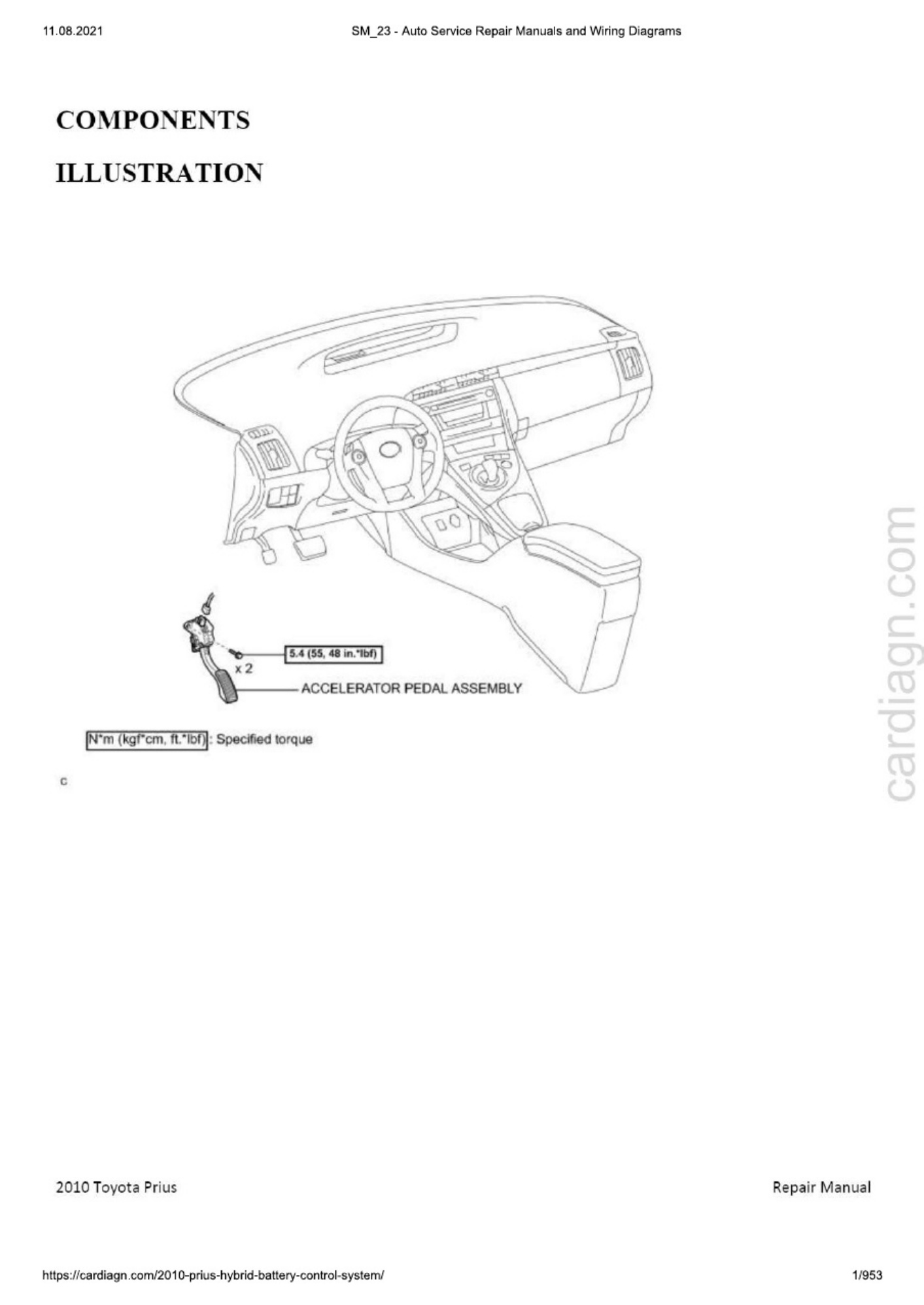 Toyota Prius Hybrid Battery Control System Technical Manual [PDF] cover