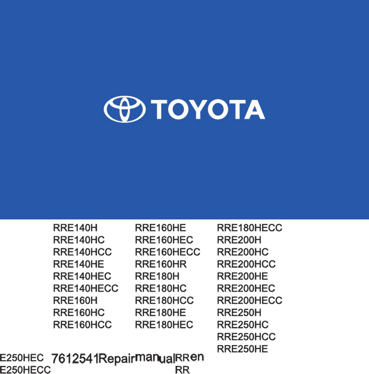 Toyota RRE Series Workshop Service Manual [PDF] cover