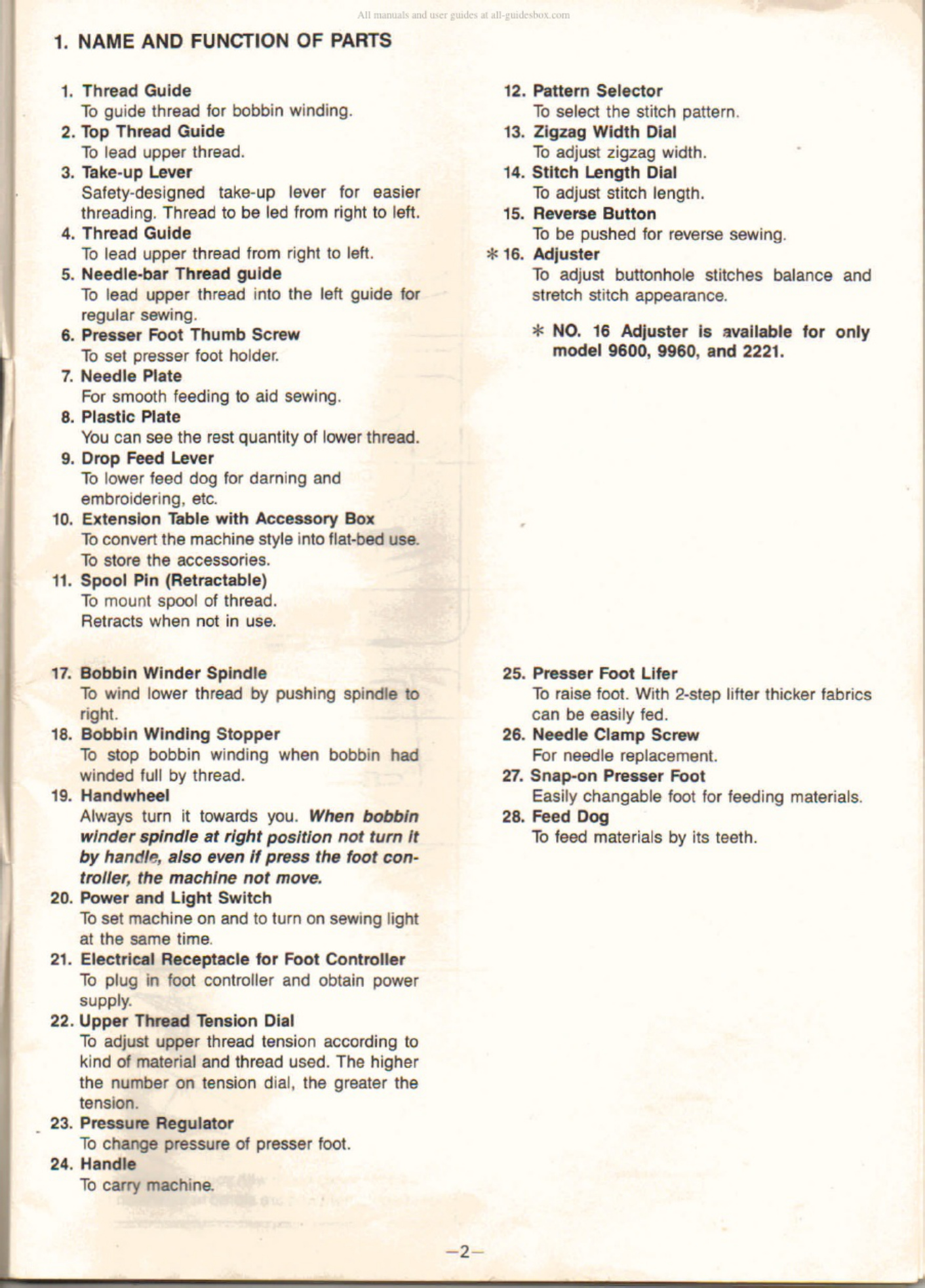 Sample 4 of Toyota Sewing Machine User Technical Manual [PDF]