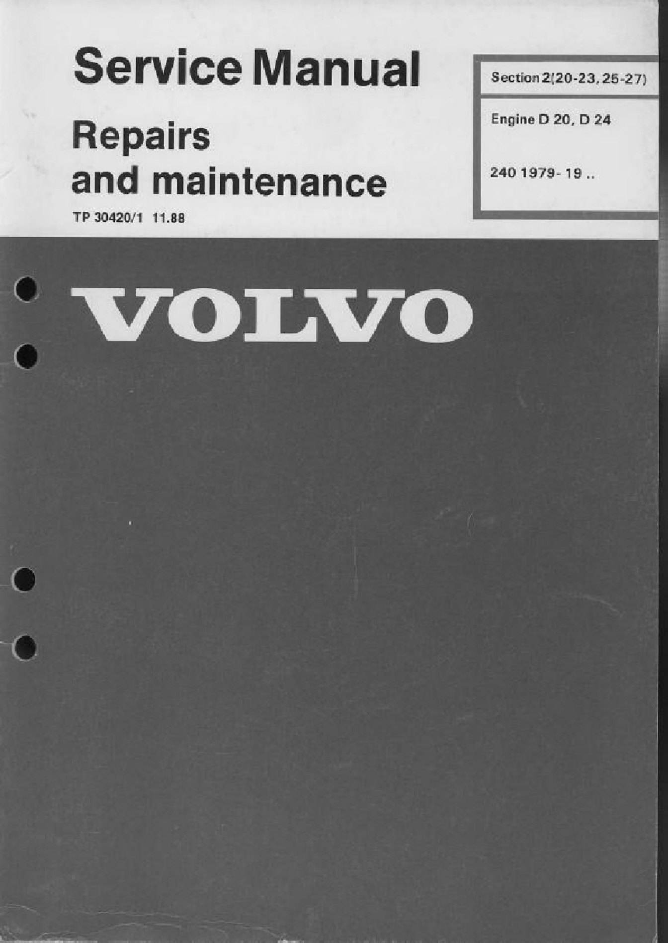 Volvo CE D20 Workshop Service Manual [PDF] cover