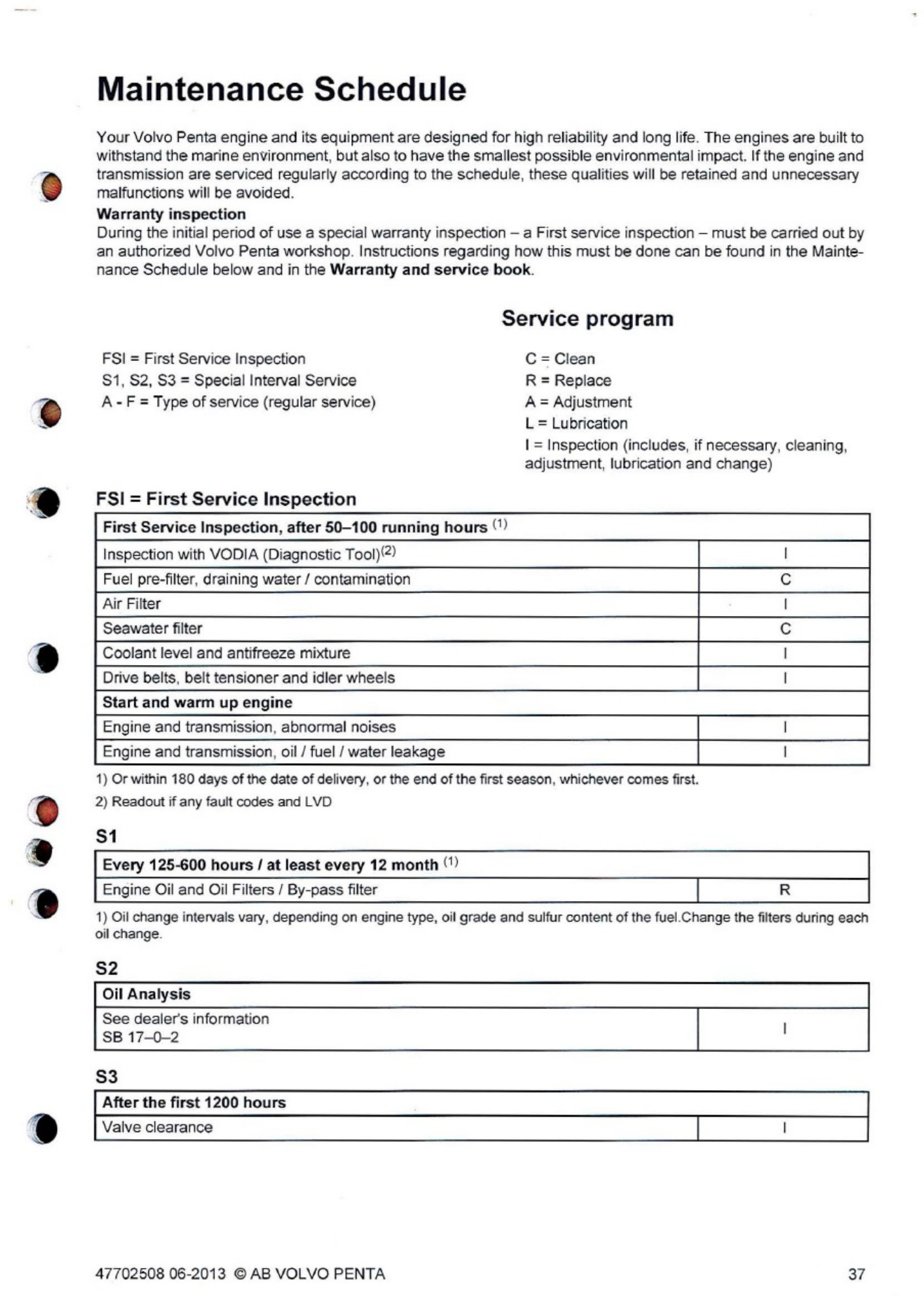 Sample 3 of Volvo CE Penta Engine Maintenance Schedule Operation & Maintenance Manual (OMM) [PDF]