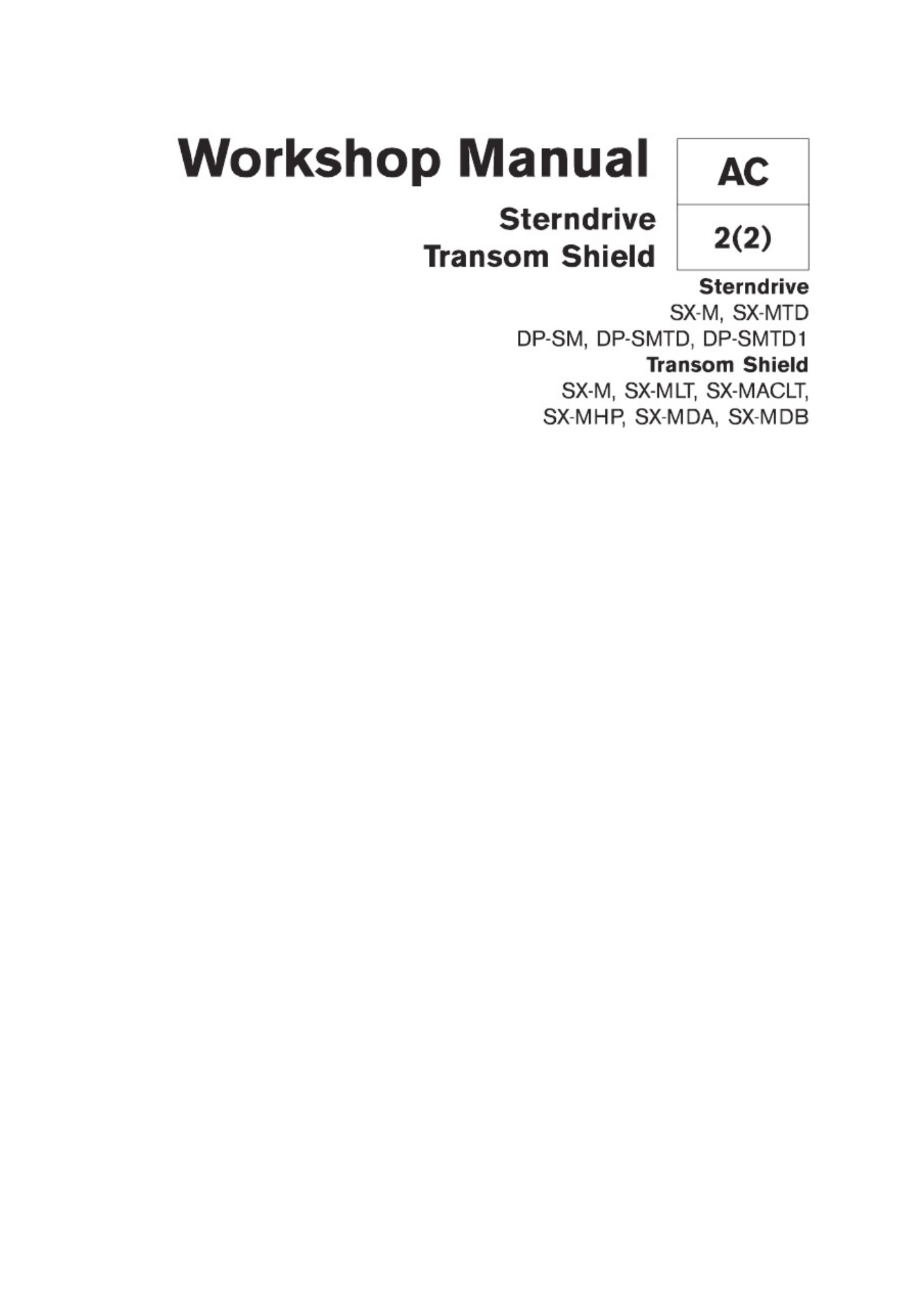 Volvo CE Penta SX and DP-S SternDrive Workshop Service Manual [PDF] cover