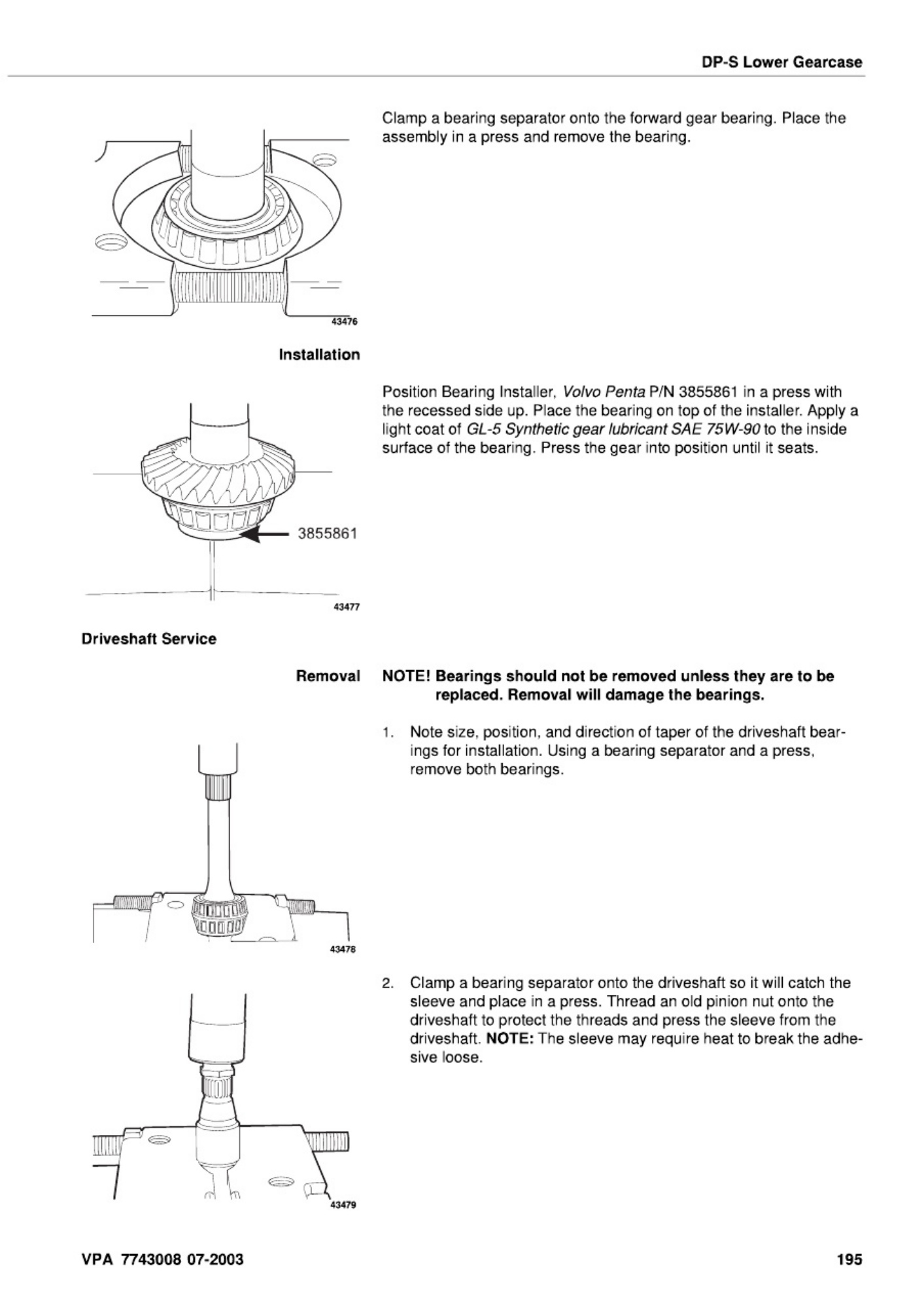 Sample 2 of Volvo CE Penta SX and DP-S SternDrive Workshop Service Manual [PDF]
