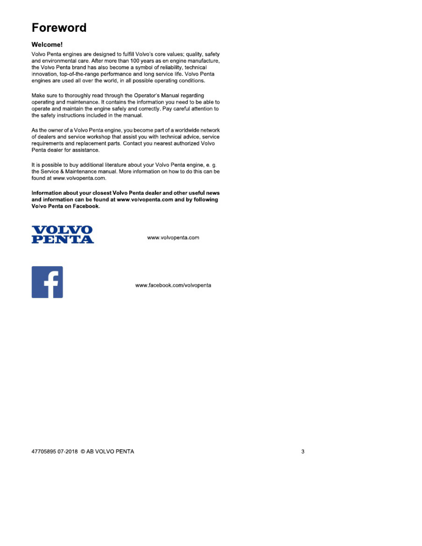 Sample 3 of Volvo CE Penta Technical Maintenance Guide Operation & Maintenance Manual (OMM) [PDF]