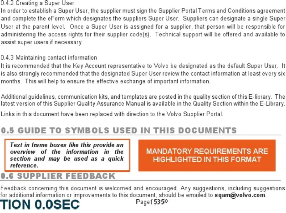 Sample 3 of Volvo CE Supplier Quality Assurance Technical Manual [PDF]