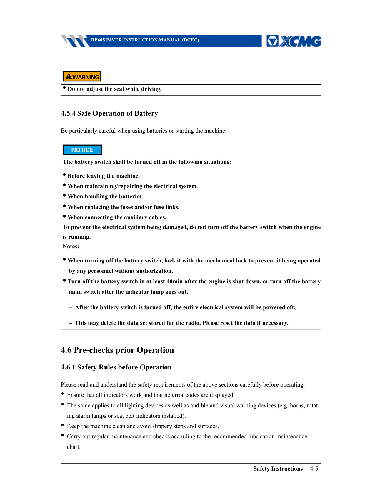 Sample 3 of XCMG RP605 - Operation & Maintenance Manual (OMM) [PDF]