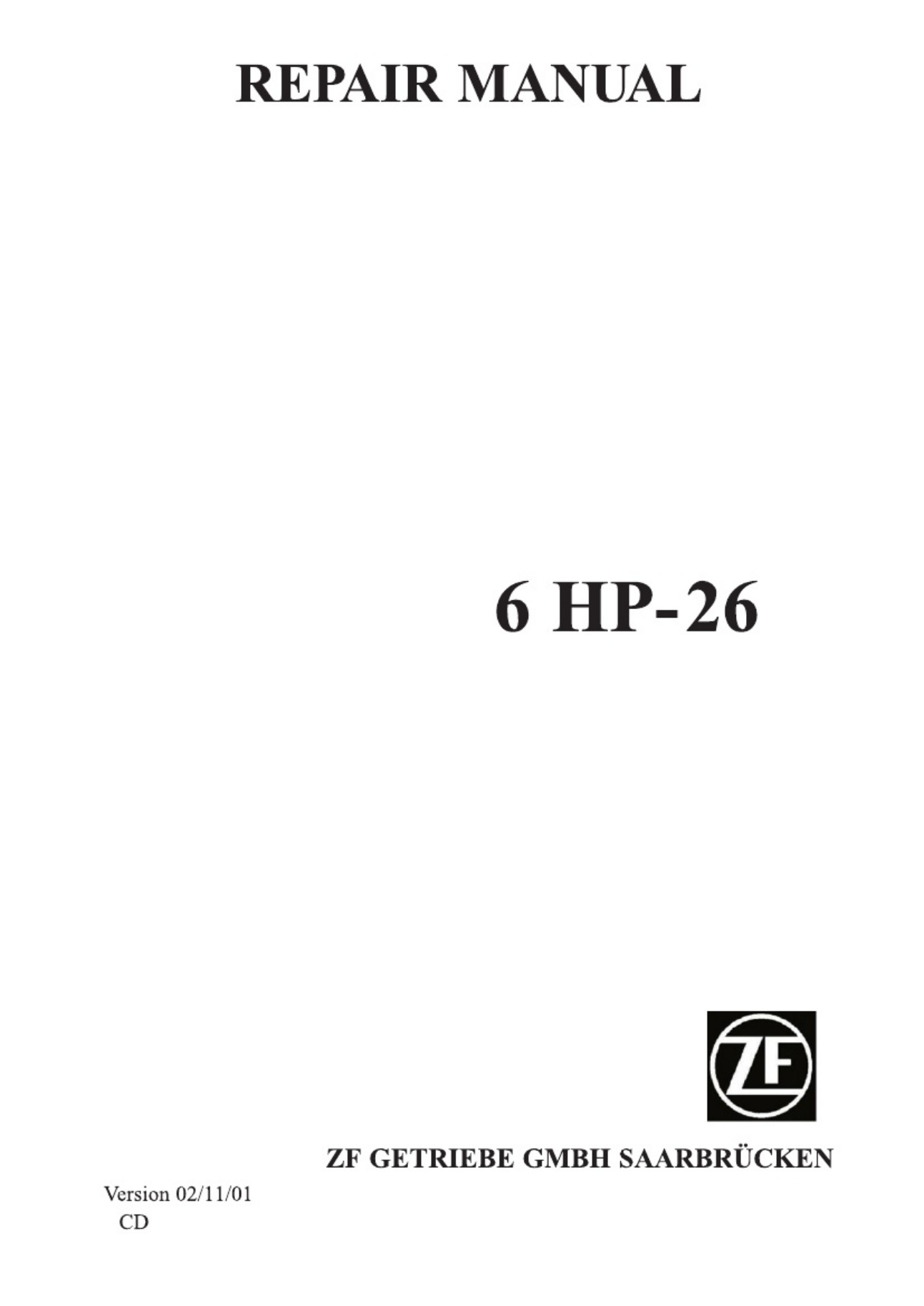 ZF Friedrichshafen Repair Workshop Service Manual [PDF] cover